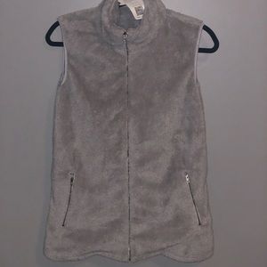 gray soft fuzzy winter vest with tags